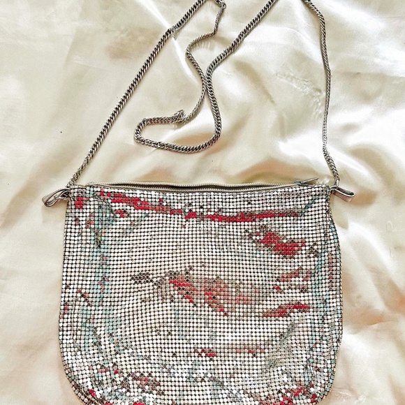 EVENING BAG, TINY SHINY METAL SQUARES, BY OROTON, HEAVY HIGH QUALITY, SHOULDER - Picture 1 of 4